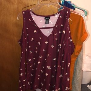 A floral maroon top